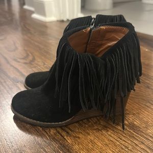 Lucky Brand Fringe Suede Booties